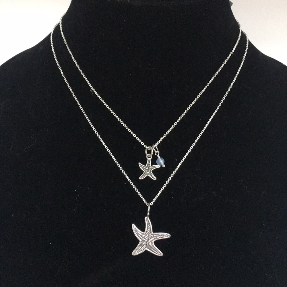 Baroni Sterling Silver Etched Sea Star Necklace - Picture 5 of 5